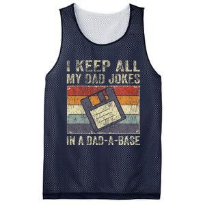 I Keep All My Dad Jokes In A Dad-A-Base Vintage Father Dad Mesh Reversible Basketball Jersey Tank