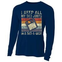 I Keep All My Dad Jokes In A Dad-A-Base Vintage Father Dad Cooling Performance Long Sleeve Crew