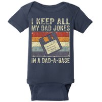 I Keep All My Dad Jokes In A Dad-A-Base Vintage Father Dad Baby Bodysuit