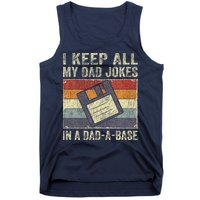 I Keep All My Dad Jokes In A Dad-A-Base Vintage Father Dad Tank Top