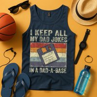 I Keep All My Dad Jokes In A Dad-A-Base Vintage Father Dad Tank Top
