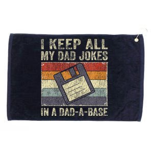 I Keep All My Dad Jokes In A Dad-A-Base Vintage Father Dad Grommeted Golf Towel