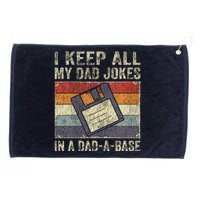 I Keep All My Dad Jokes In A Dad-A-Base Vintage Father Dad Grommeted Golf Towel