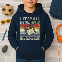 I Keep All My Dad Jokes In A Dad-A-Base Vintage Father Dad Kids Hoodie