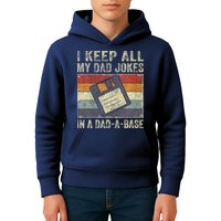 I Keep All My Dad Jokes In A Dad-A-Base Vintage Father Dad Kids Hoodie