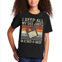I Keep All My Dad Jokes In A Dad-A-Base Vintage Father Dad Kids T-Shirt