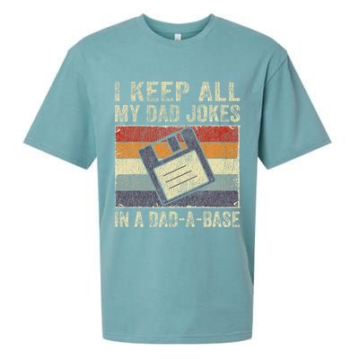 I Keep All My Dad Jokes In A Dad-A-Base Vintage Father Dad Sueded Cloud Jersey T-Shirt