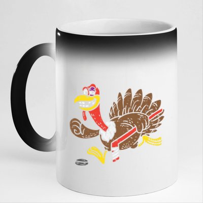 Ice Hockey Turkey Funny Happy Thanksgiving Party Gift Idea Gift 11oz Black Color Changing Mug