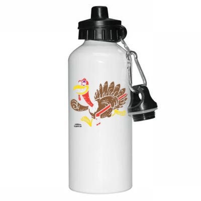 Ice Hockey Turkey Funny Happy Thanksgiving Party Gift Idea Gift Aluminum Water Bottle 