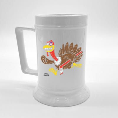 Ice Hockey Turkey Funny Happy Thanksgiving Party Gift Idea Gift Beer Stein