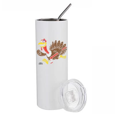 Ice Hockey Turkey Funny Happy Thanksgiving Party Gift Idea Gift Stainless Steel Tumbler