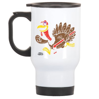 Ice Hockey Turkey Funny Happy Thanksgiving Party Gift Idea Gift Stainless Steel Travel Mug