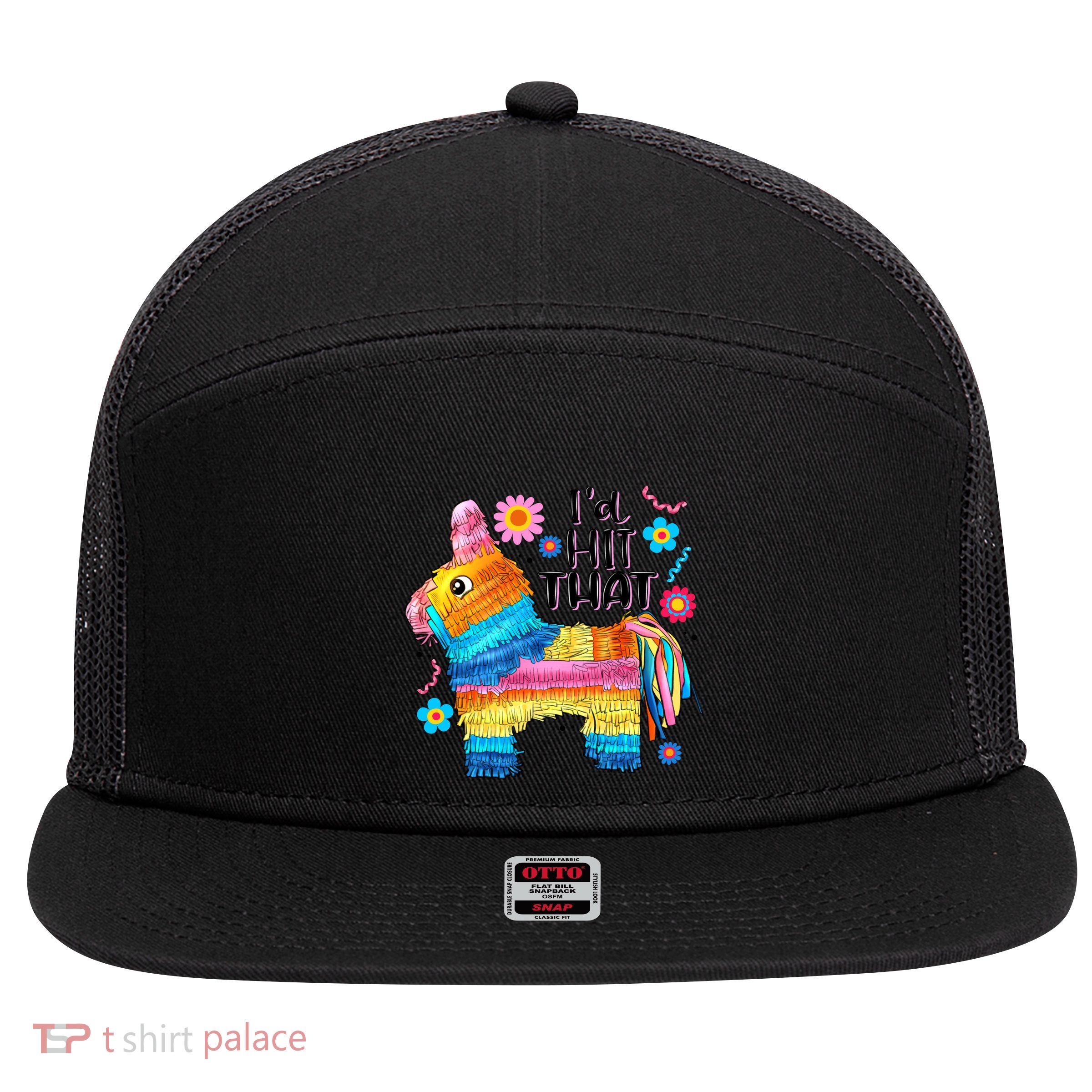 Id Hit That Funny Mexican Llama Pinata 7 Panel Mesh Trucker Snapback Hat