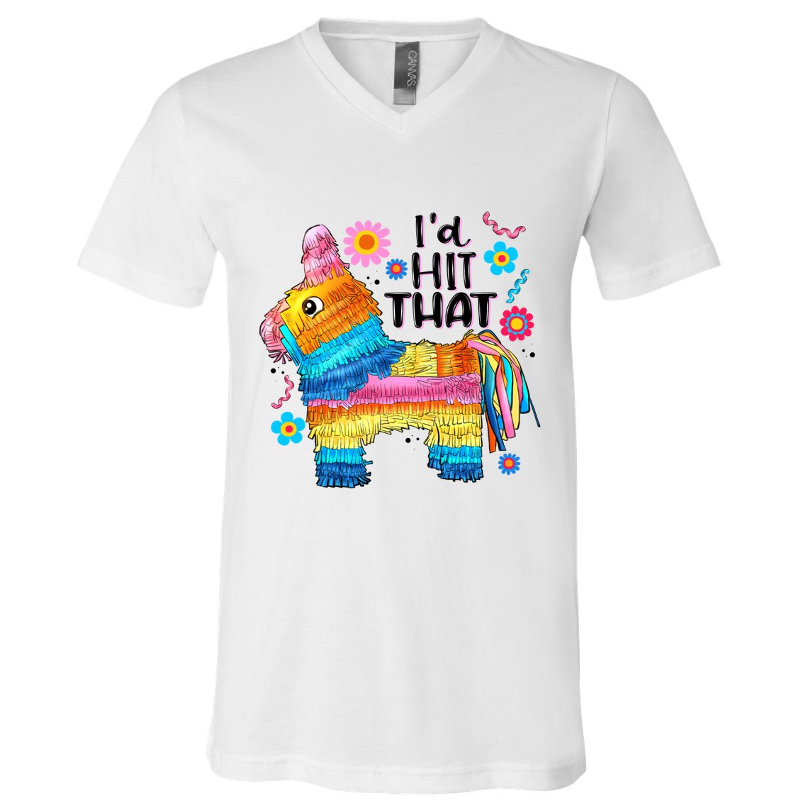 Id Hit That Funny Mexican Llama Pinata V-Neck T-Shirt