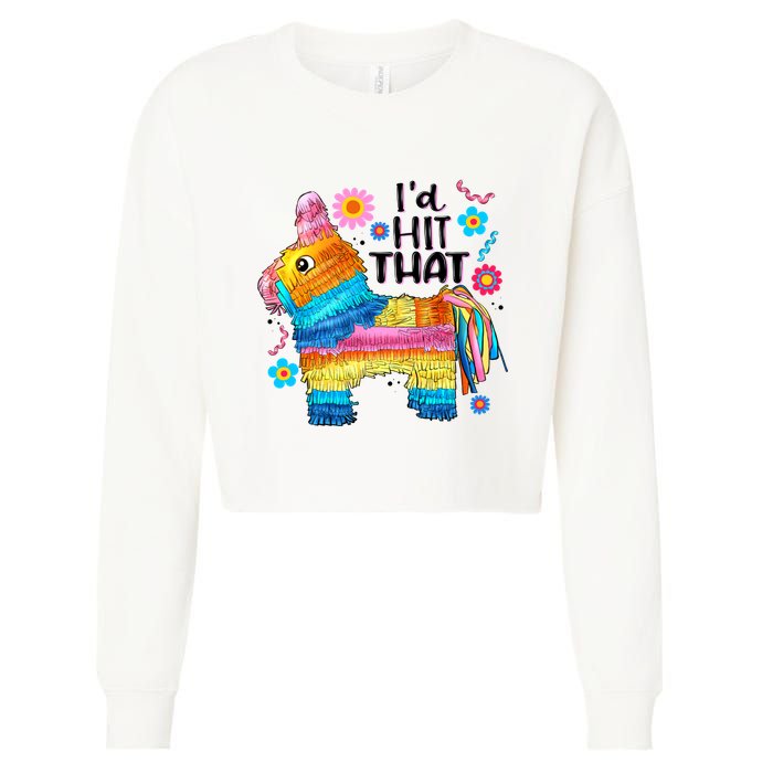 Id Hit That Funny Mexican Llama Pinata Cropped Pullover Crew