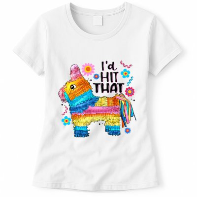 Id Hit That Funny Mexican Llama Pinata Womens T-Shirt