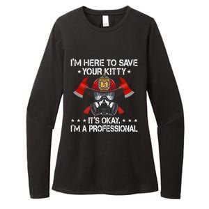 I'm Here To Save Your Kitty Funny Fire Firefighting Gift Womens CVC Long Sleeve Shirt