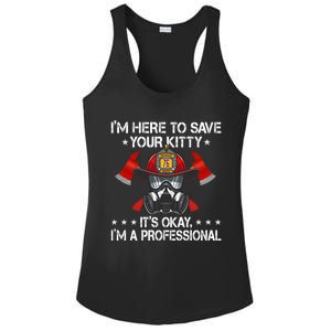 I'm Here To Save Your Kitty Funny Fire Firefighting Gift Ladies PosiCharge Competitor Racerback Tank