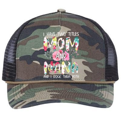 I Have Two Titles Mom And Nana Women Floral Grandma MotherS Day Retro Rope Trucker Hat Cap