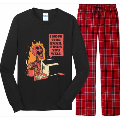 I Hope This Email Finds You Well Funny Skeleton Long Sleeve Pajama Set