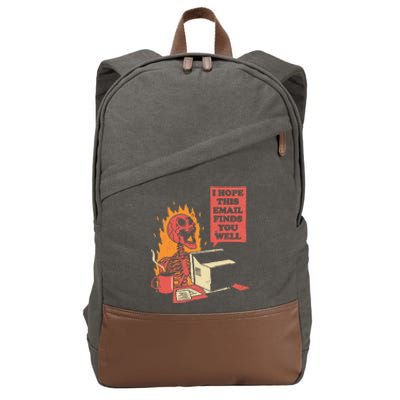 I Hope This Email Finds You Well Funny Skeleton Cotton Canvas Backpack