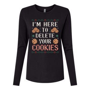 IM Here To Delete Your Cookies Christmas Programmer Womens Cotton Relaxed Long Sleeve T-Shirt