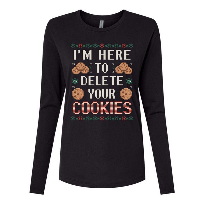 IM Here To Delete Your Cookies Christmas Programmer Womens Cotton Relaxed Long Sleeve T-Shirt