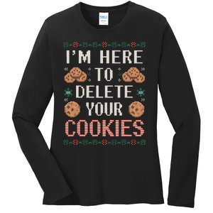 IM Here To Delete Your Cookies Christmas Programmer Ladies Long Sleeve Shirt