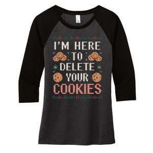 IM Here To Delete Your Cookies Christmas Programmer Women's Tri-Blend 3/4-Sleeve Raglan Shirt