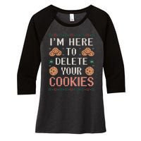 IM Here To Delete Your Cookies Christmas Programmer Women's Tri-Blend 3/4-Sleeve Raglan Shirt