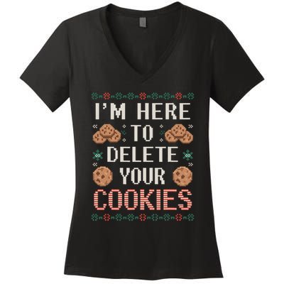IM Here To Delete Your Cookies Christmas Programmer Women's V-Neck T-Shirt