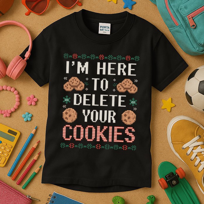 IM Here To Delete Your Cookies Christmas Programmer Kids T-Shirt
