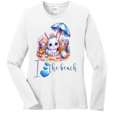 I Heart The Beach For Fun Sun And A Happy Summer! Ladies Long Sleeve Shirt