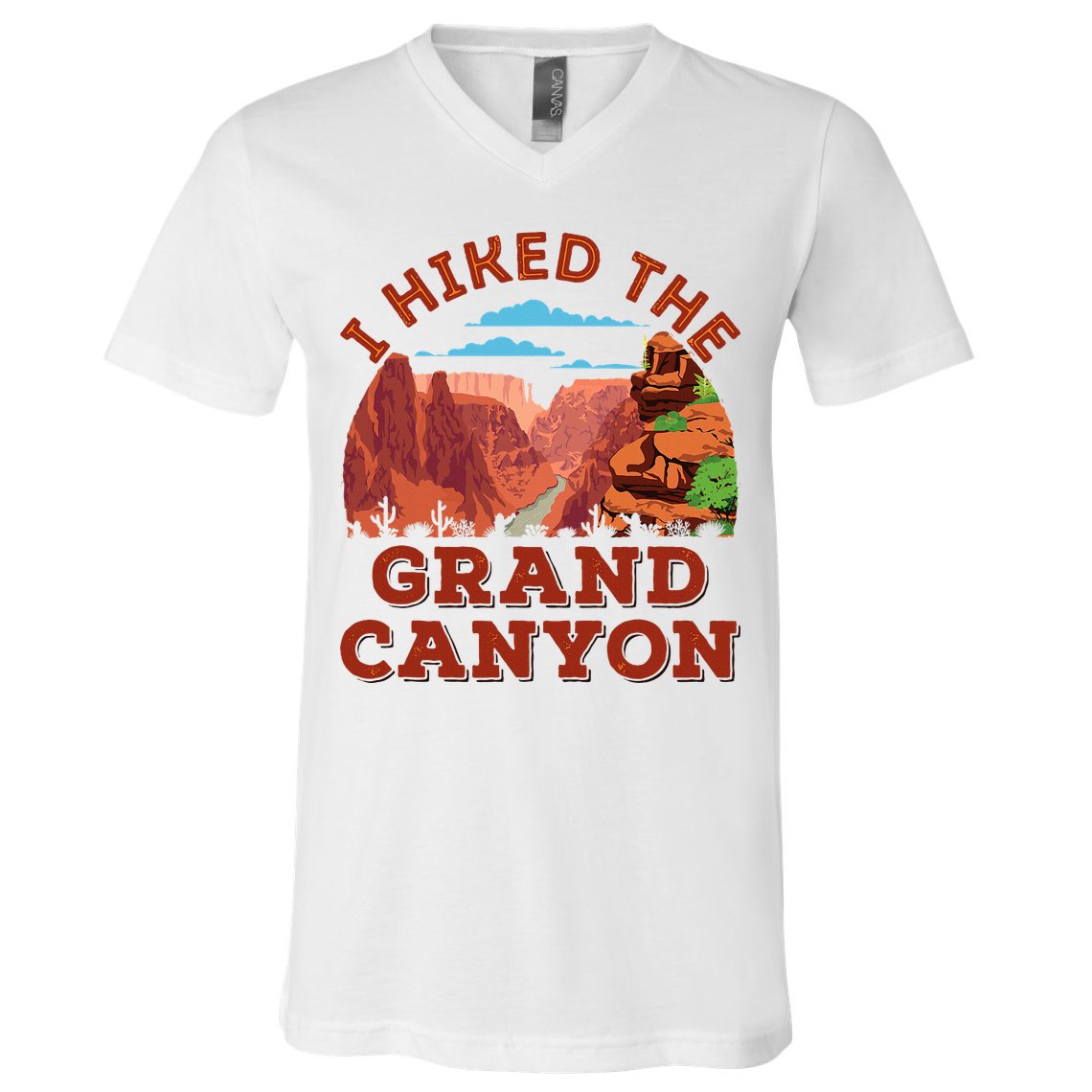 I Hiked The Grand Canyon Souvenir Hiker Hiking  V-Neck T-Shirt