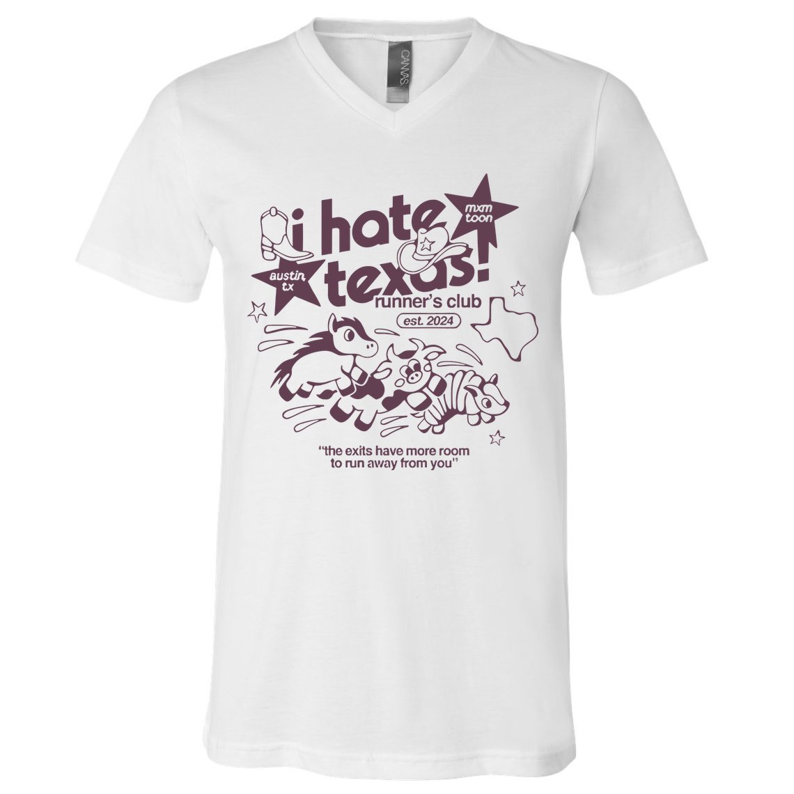 I Hate Texas RunnerS V-Neck T-Shirt