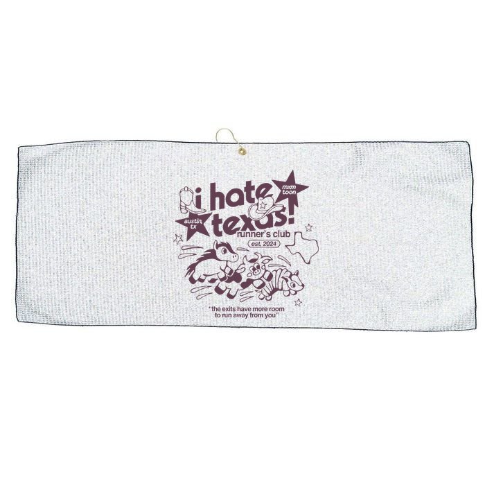 I Hate Texas RunnerS Large Microfiber Waffle Golf Towel