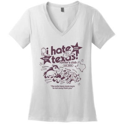 I Hate Texas RunnerS Women's V-Neck T-Shirt