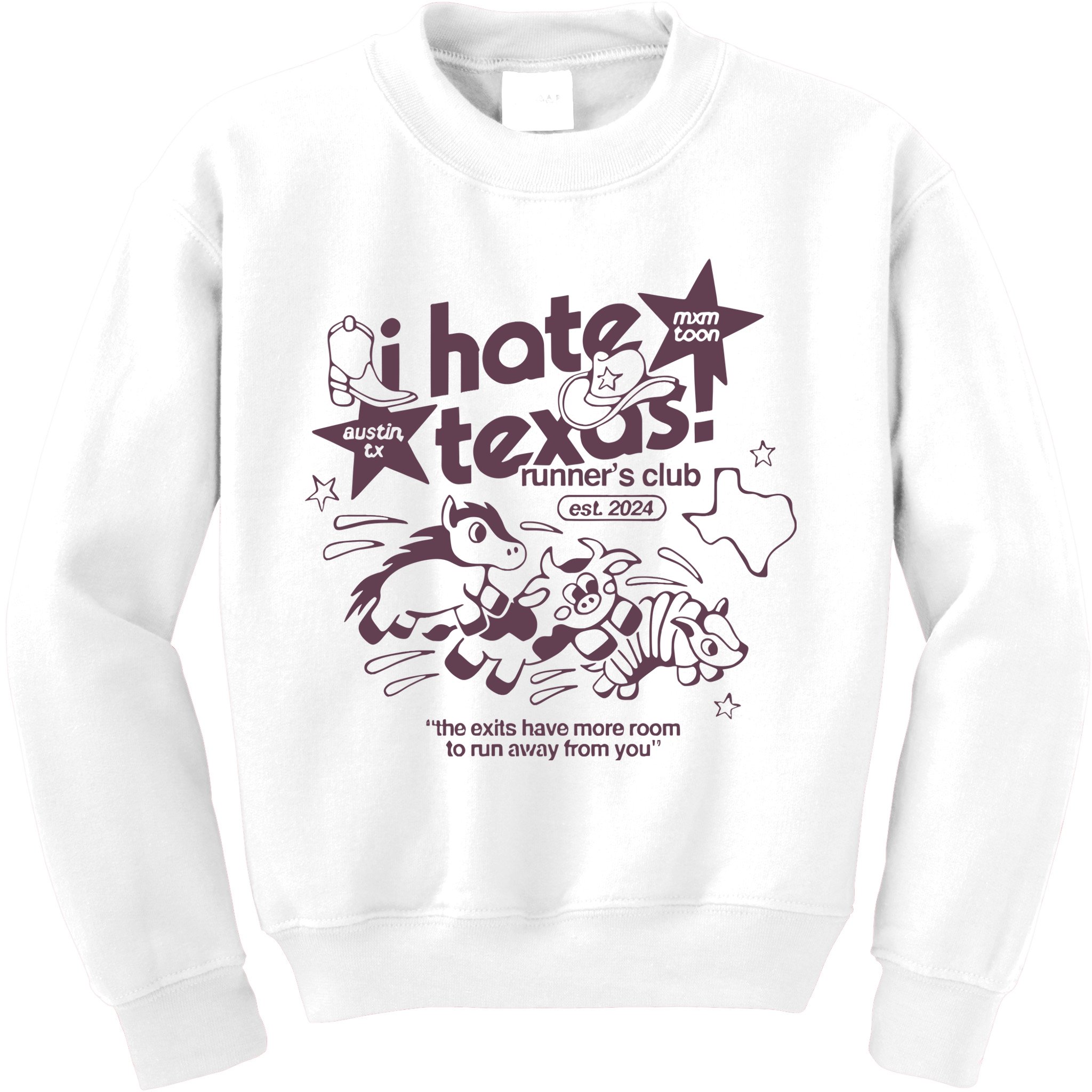 I Hate Texas RunnerS Kids Sweatshirt
