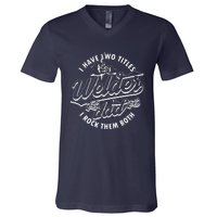 I Have Two Titles Dad And Funny Welder And I Rock Them Both V-Neck T-Shirt