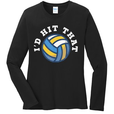 Id Hit That Funny Volleyball Design Ladies Long Sleeve Shirt