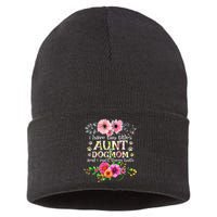 I Have Two Titles Aunt And Dog Mom Flower Funny Dog Lover Sustainable Knit Beanie