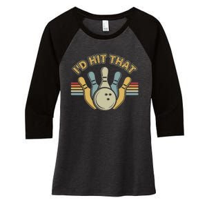 Id Hit That Bowling Women's Tri-Blend 3/4-Sleeve Raglan Shirt