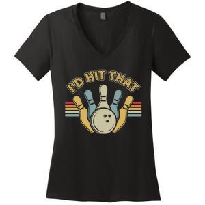 Id Hit That Bowling Women's V-Neck T-Shirt