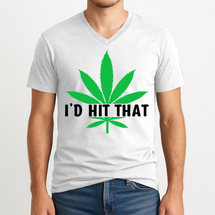 ID Hit That Funny Weed 4/20 V-Neck T-Shirt