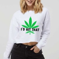 ID Hit That Funny Weed 4/20 Cropped Pullover Crew