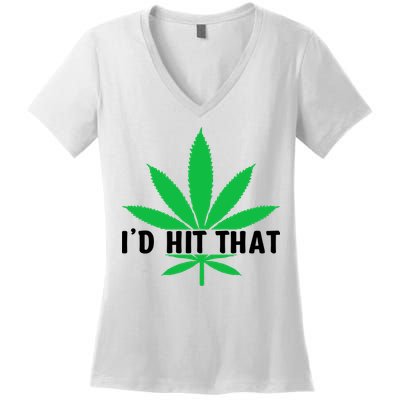 ID Hit That Funny Weed 4/20 Women's V-Neck T-Shirt