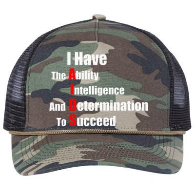 I Have The Ability Intelligence And Determination To Succeed Retro Rope Trucker Hat Cap