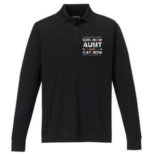 I Have Three Titles Mom Aunt And Cat Mom Gift Performance Long Sleeve Polo