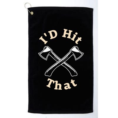 ID Hit That I Competition Throwing Axe On A Ax Throwing Platinum Collection Golf Towel