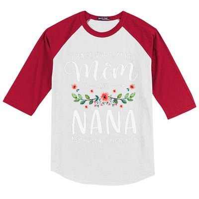 I Have Two Titles Mom And Nana I Rock Them Both Floral Kids Colorblock Raglan Jersey